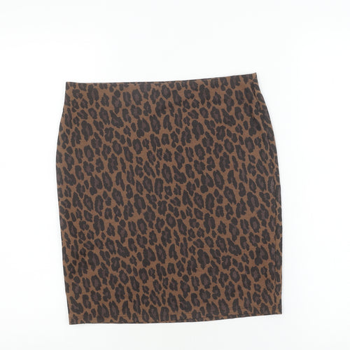 New Look Women's Brown Leopard Print Pencil Skirt Size 10