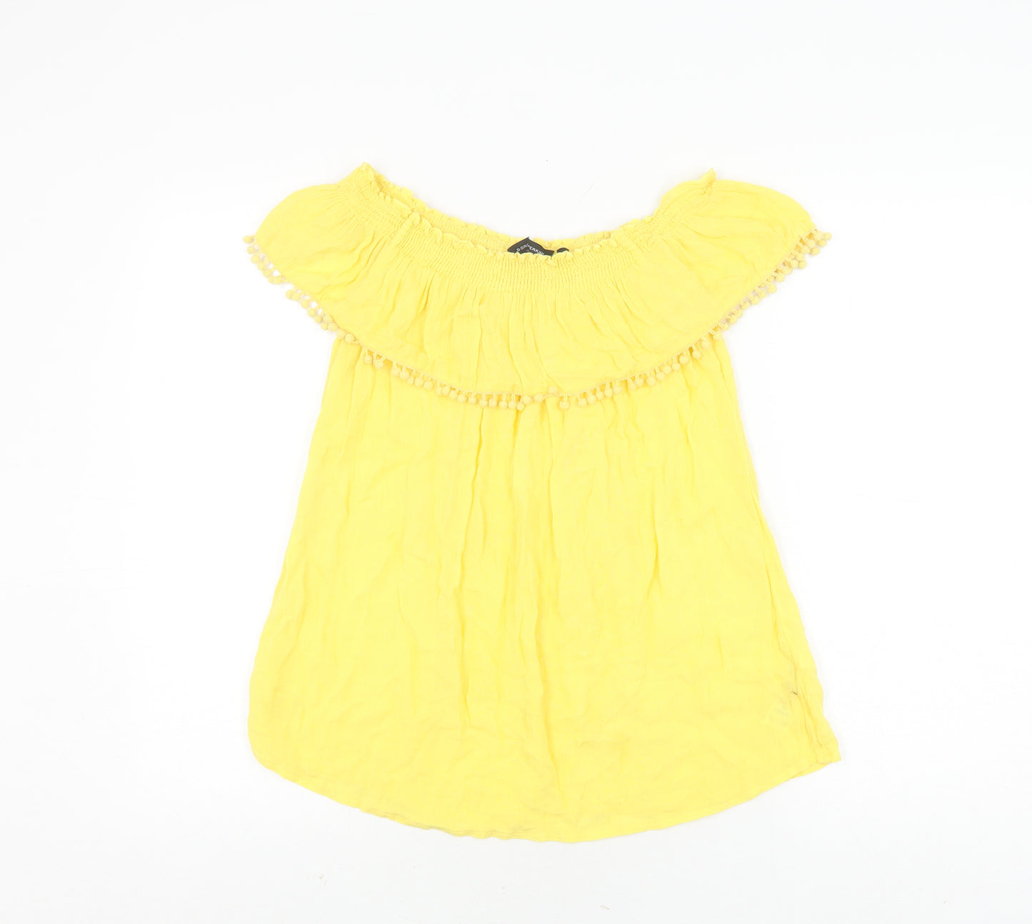 Dorothy Perkins Yellow Off-Shoulder Blouse, Size 10, Casual Women's Top