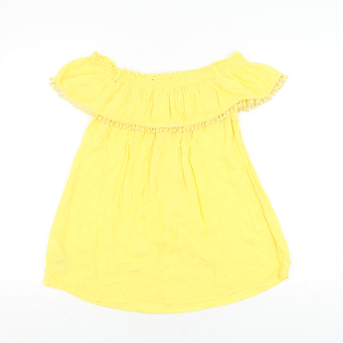 Dorothy Perkins Yellow Off-Shoulder Blouse, Size 10, Casual Women's Top