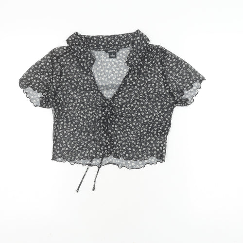 Monki Women's Black Cropped Blouse, Size S