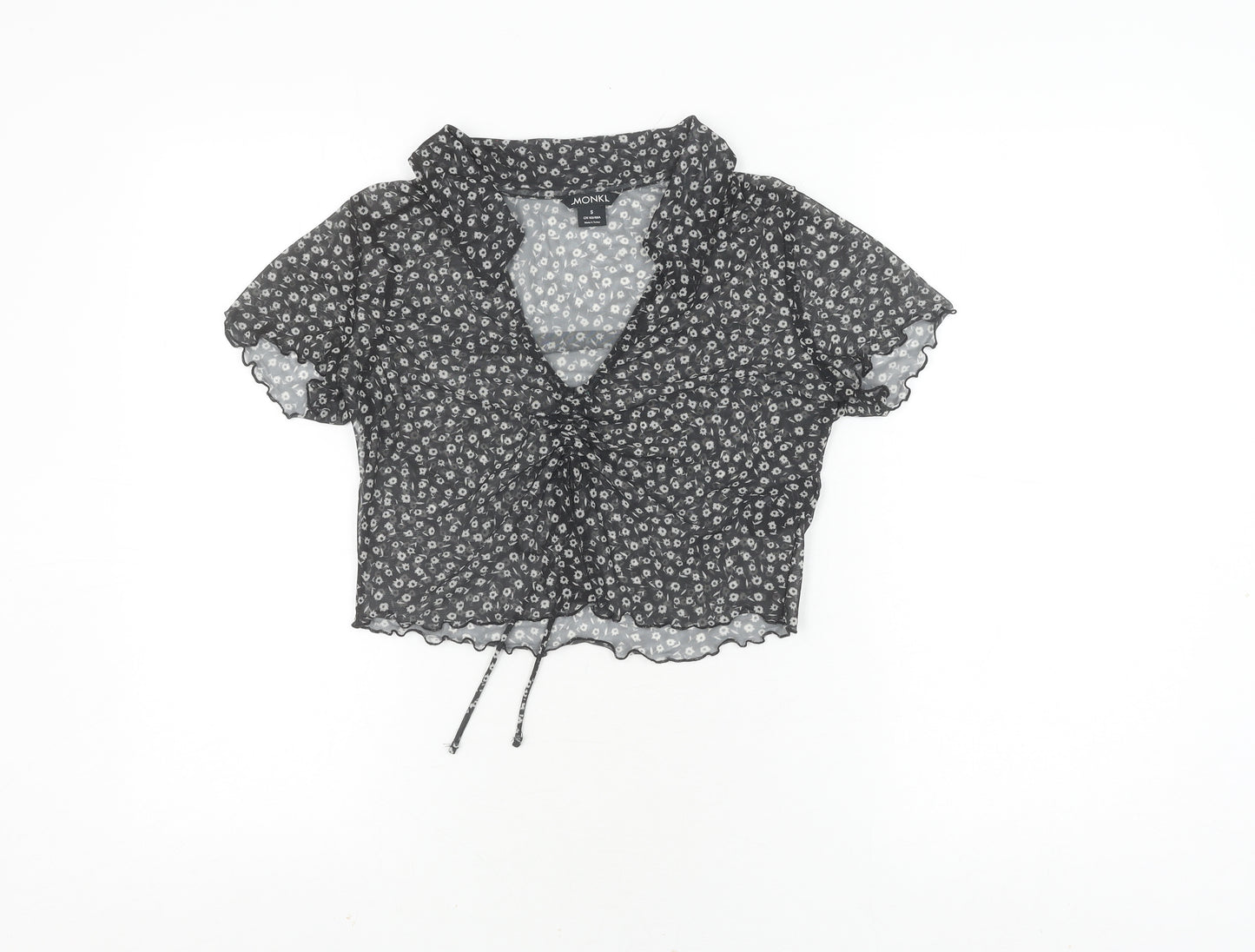 Monki Women's Black Cropped Blouse, Size S