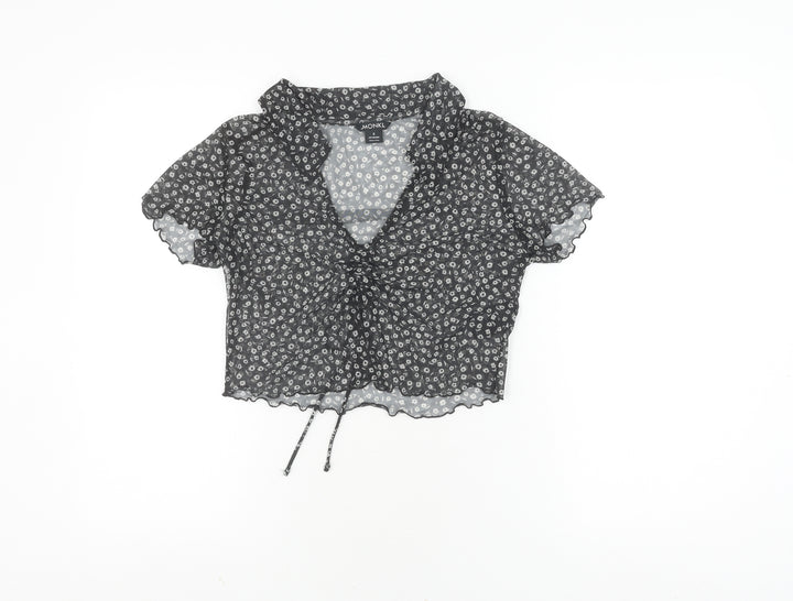 Monki Women's Black Cropped Blouse, Size S