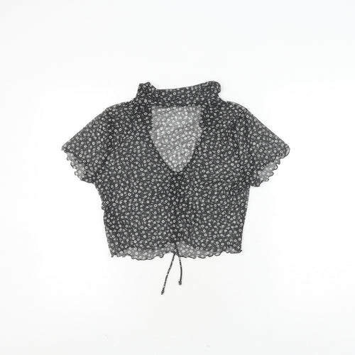 Monki Women's Black Cropped Blouse, Size S