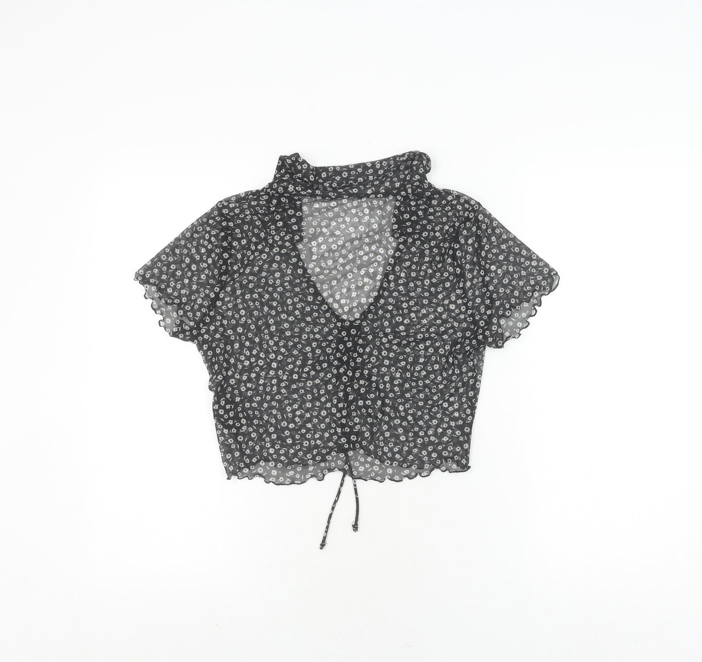 Monki Women's Black Cropped Blouse, Size S