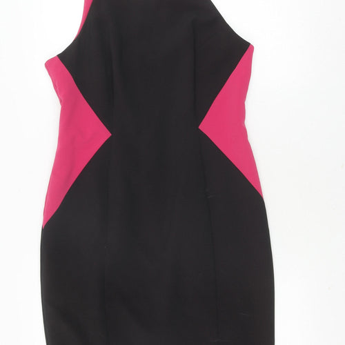 Next Women's Black and Pink Sleeveless Dress, Size 14