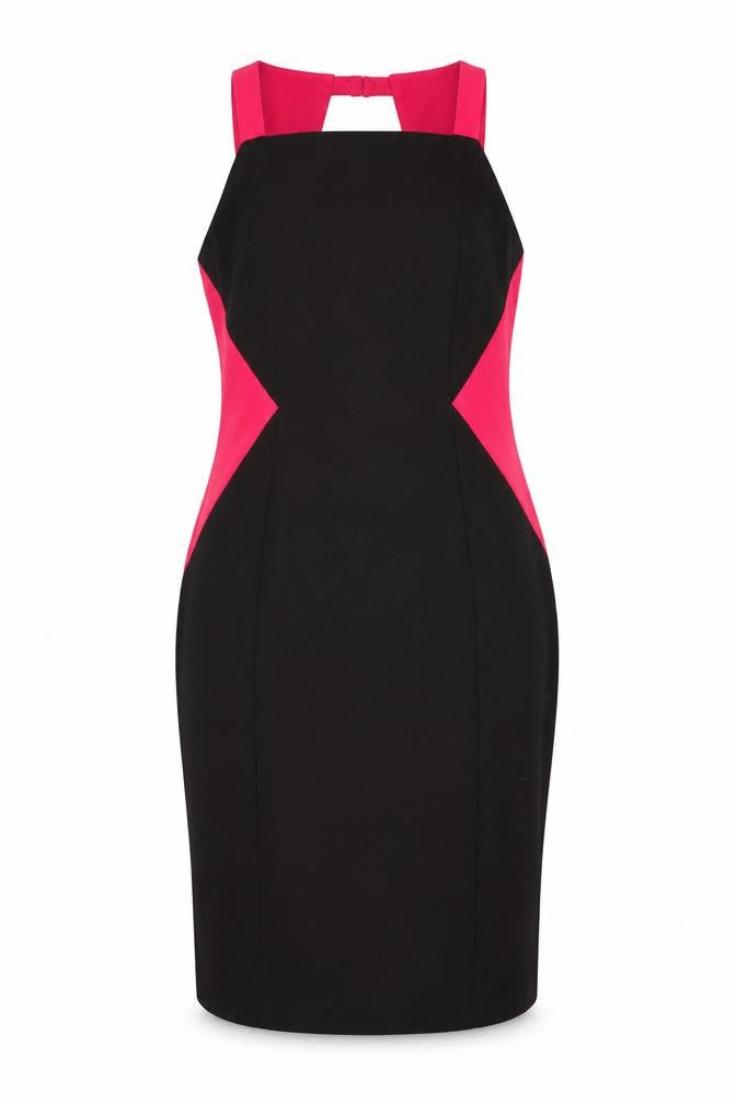 Next Women's Black and Pink Sleeveless Dress, Size 14