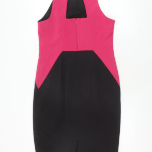 Next Women's Black and Pink Sleeveless Dress, Size 14