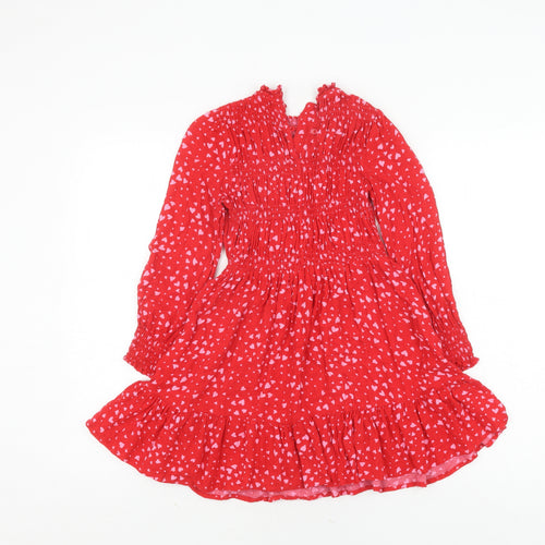 Marks and Spencer Girls Red Knee Length Dress, 8-9 Years