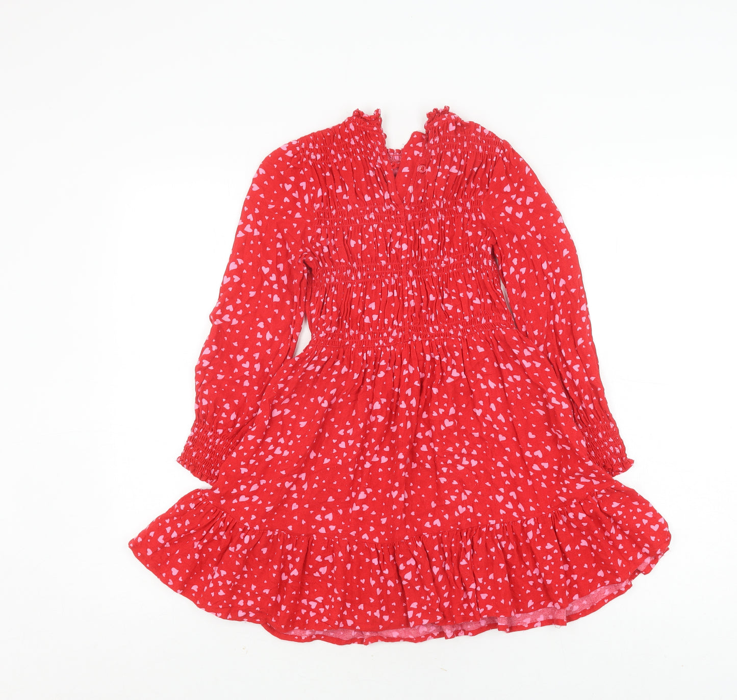 Marks and Spencer Girls Red Knee Length Dress, 8-9 Years