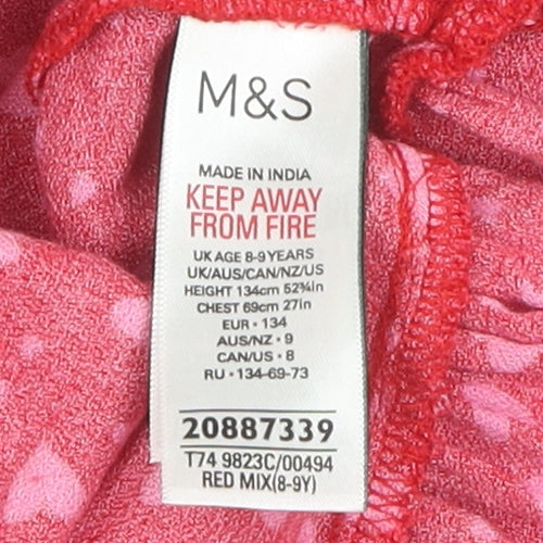 Marks and Spencer Girls Red Knee Length Dress, 8-9 Years