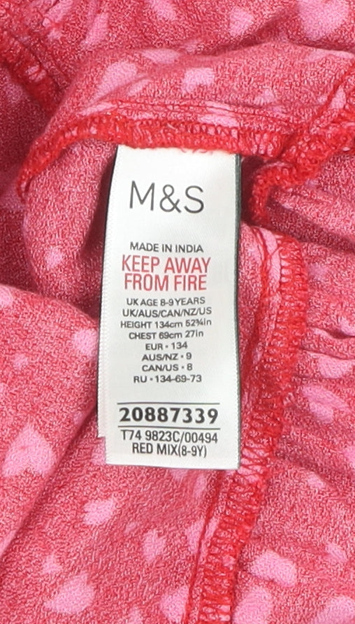 Marks and Spencer Girls Red Knee Length Dress, 8-9 Years