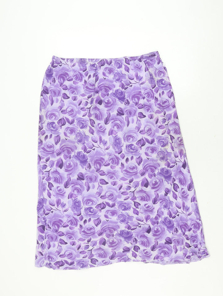 BHS Women's Purple Floral Knee Length Skirt Size 20