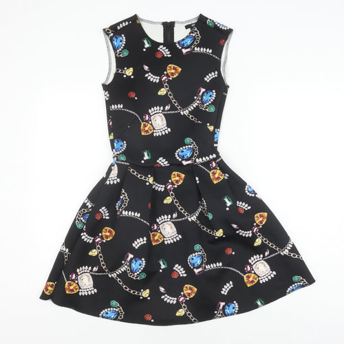 H&M Women's XS Multicoloured Fit & Flare Mini Dress