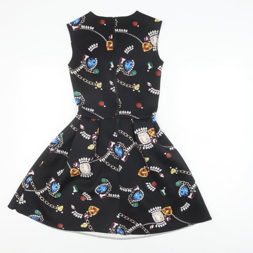 H&M Women's XS Multicoloured Fit & Flare Mini Dress