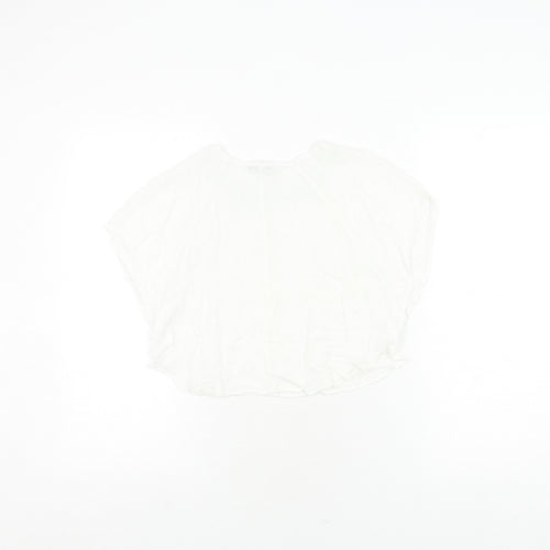 Zara Girls White Blouse 7-8 Years Casual Crochet Accents