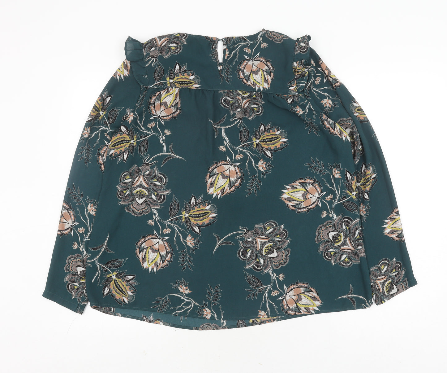 Marks and Spencer Women's Green Floral Top, Size 12, Long Sleeve