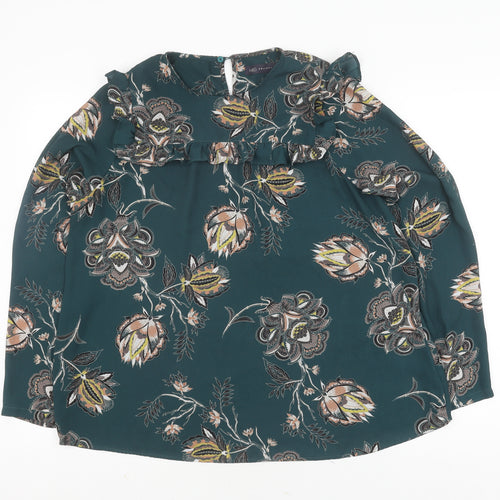 Marks and Spencer Women's Green Floral Top, Size 12, Long Sleeve