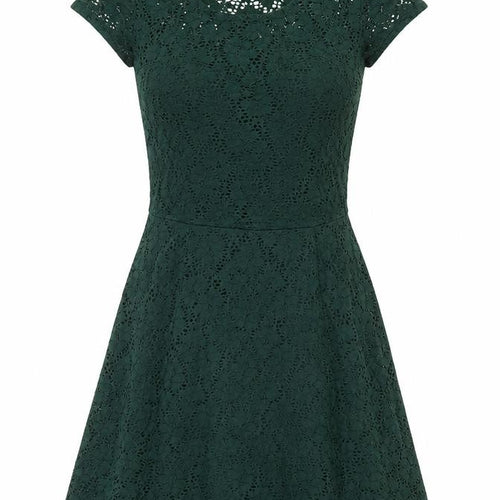 New Look Women's Green A-Line Lace Dress Size 10