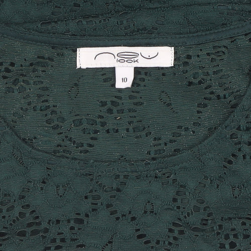 New Look Women's Green A-Line Lace Dress Size 10