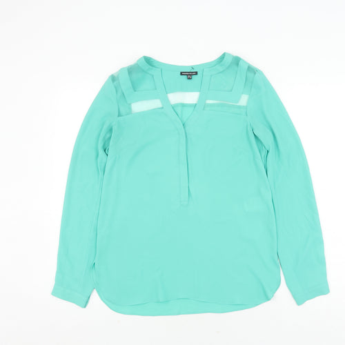 Warehouse Women's Green V-Neck Blouse Size 8