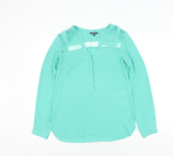 Warehouse Women's Green V-Neck Blouse Size 8