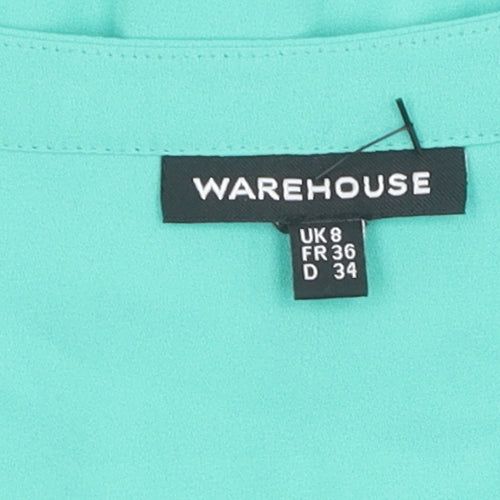 Warehouse Women's Green V-Neck Blouse Size 8