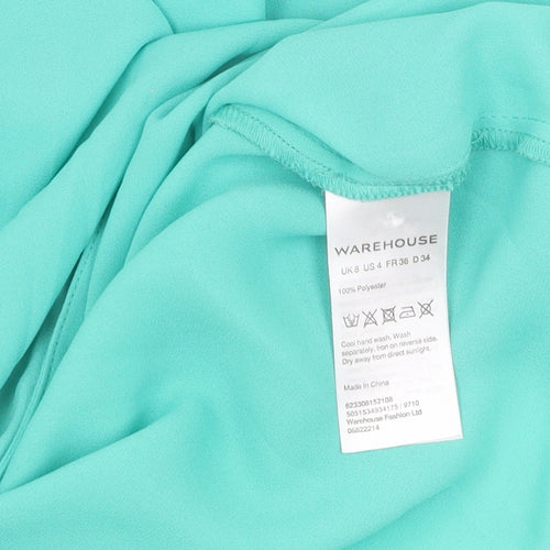 Warehouse Women's Green V-Neck Blouse Size 8