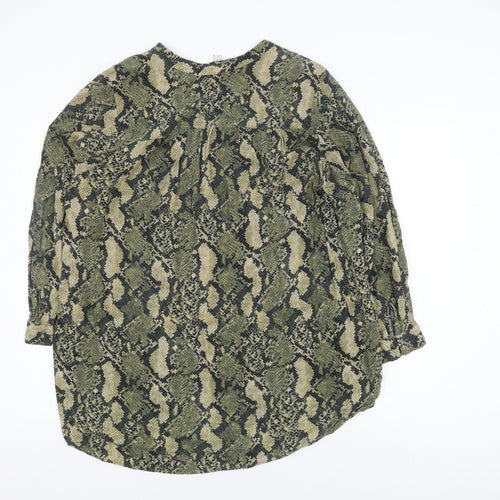 H&M Women's Green Animal Print Blouse Size 12