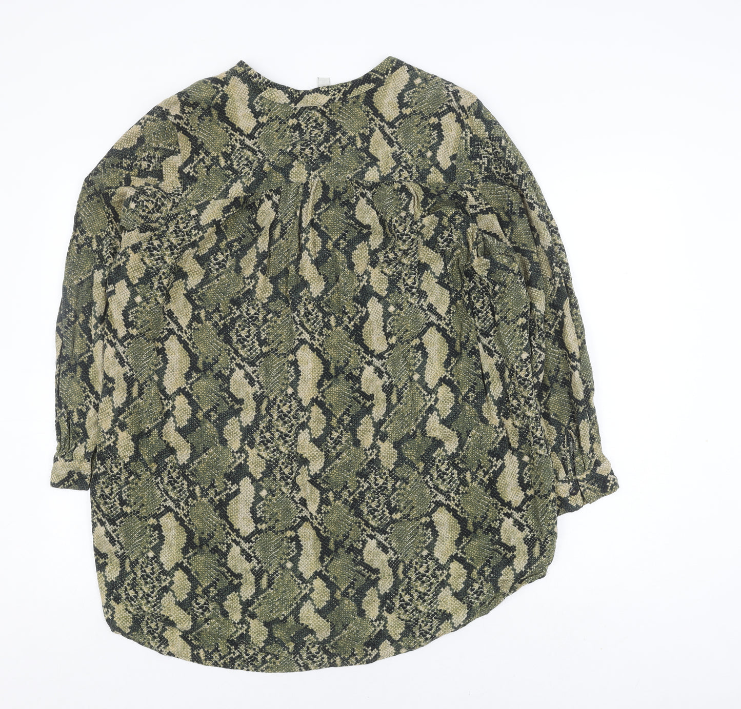 H&M Women's Green Animal Print Blouse Size 12