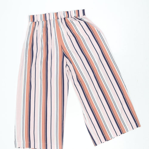 Zara Women's Multicoloured Wide-Leg Striped Trousers M
