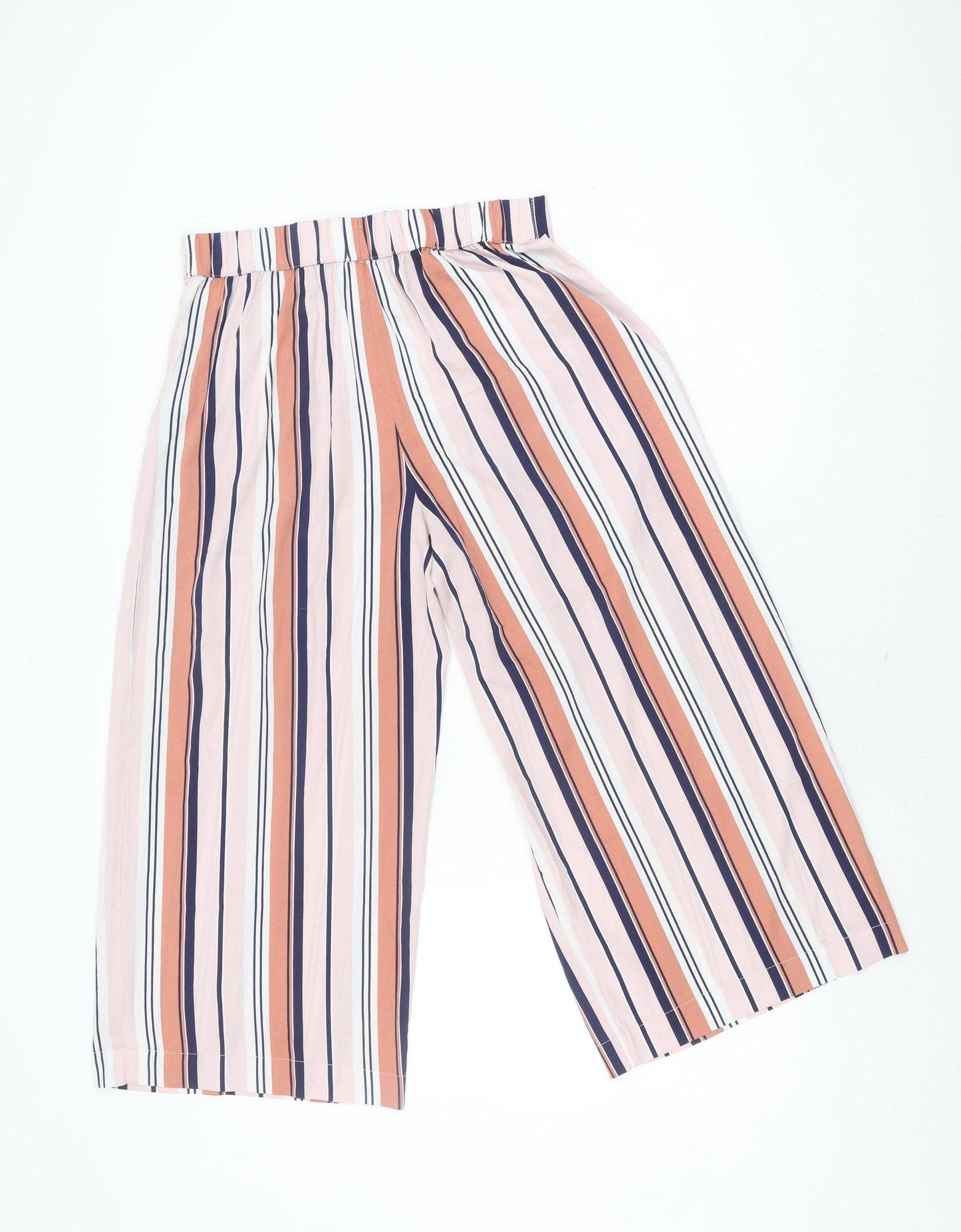 Zara Women's Multicoloured Wide-Leg Striped Trousers M
