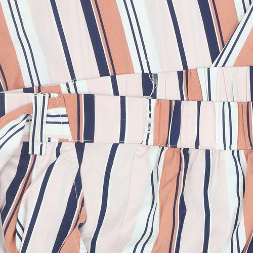 Zara Women's Multicoloured Wide-Leg Striped Trousers M