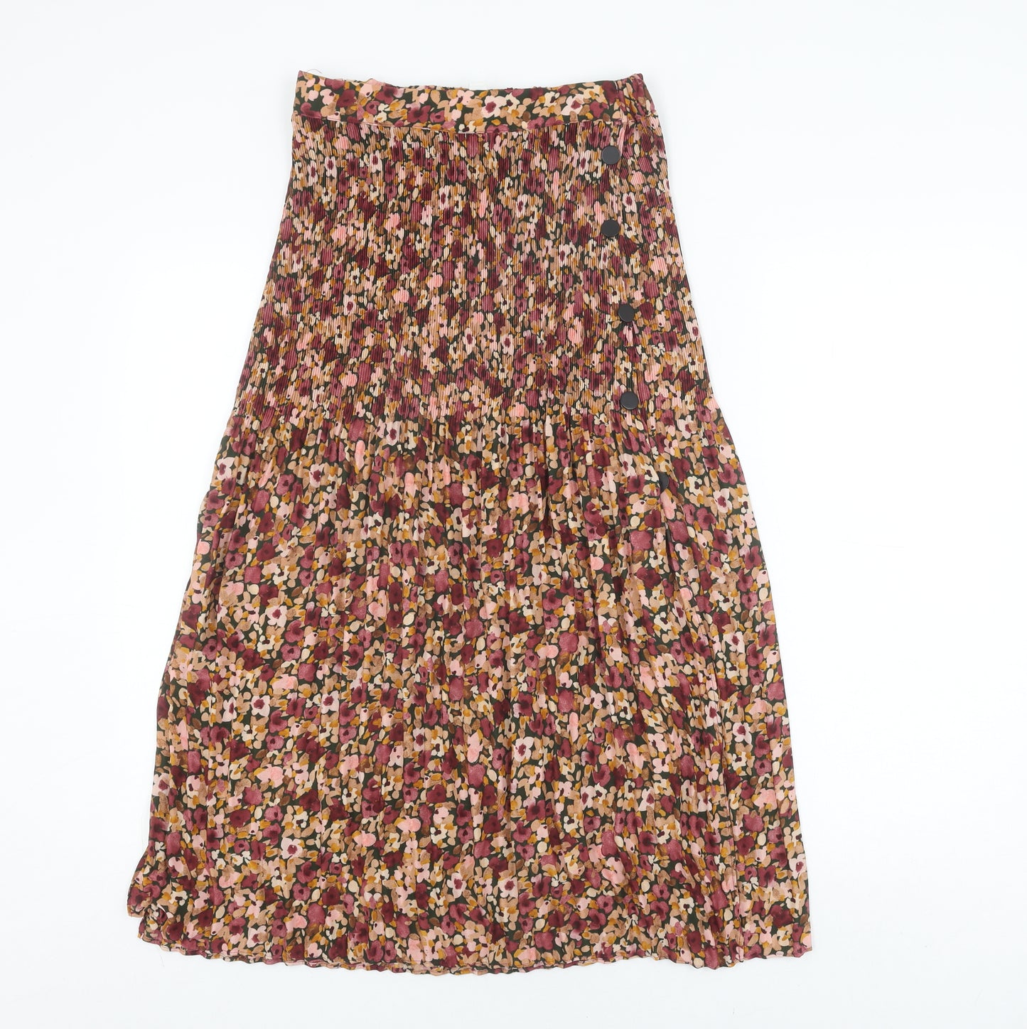 Topshop Petite Floral Pleated Midi Skirt Multicoloured UK 6