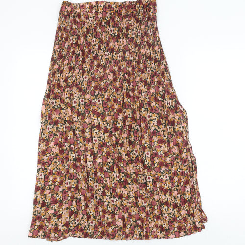 Topshop Petite Floral Pleated Midi Skirt Multicoloured UK 6