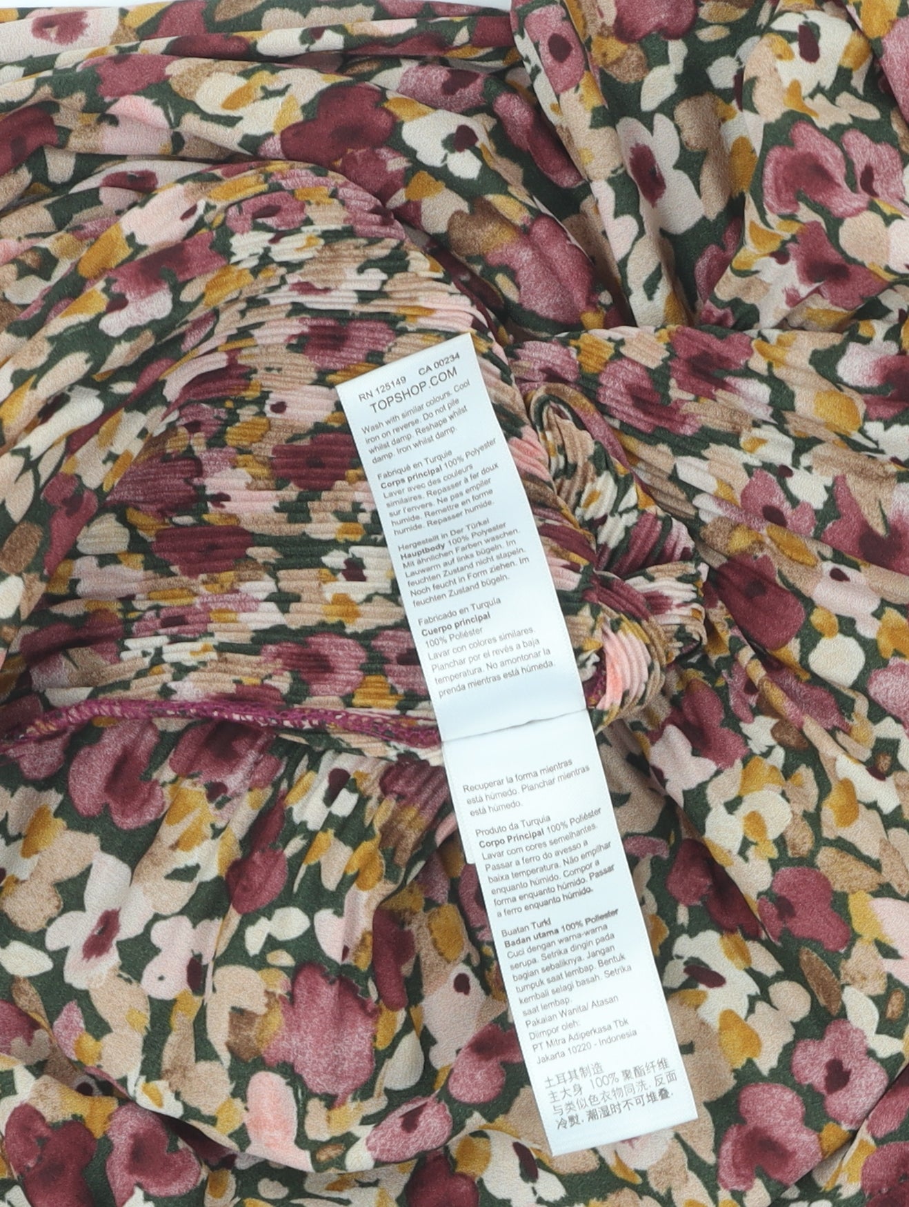 Topshop Petite Floral Pleated Midi Skirt Multicoloured UK 6