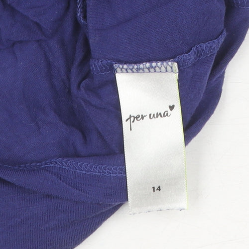 Marks and Spencer Women's Blue Striped T-Shirt
