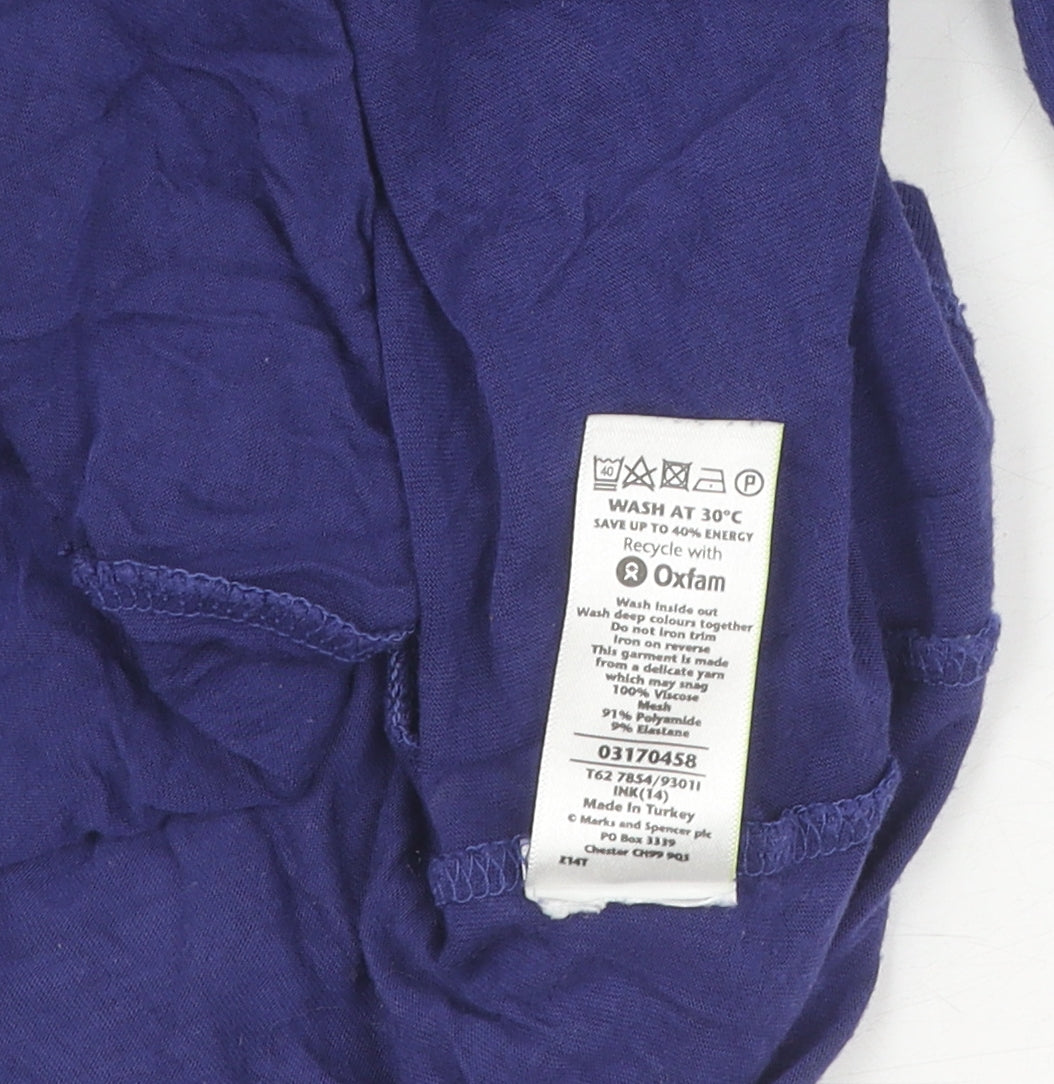 Marks and Spencer Women's Blue Striped T-Shirt