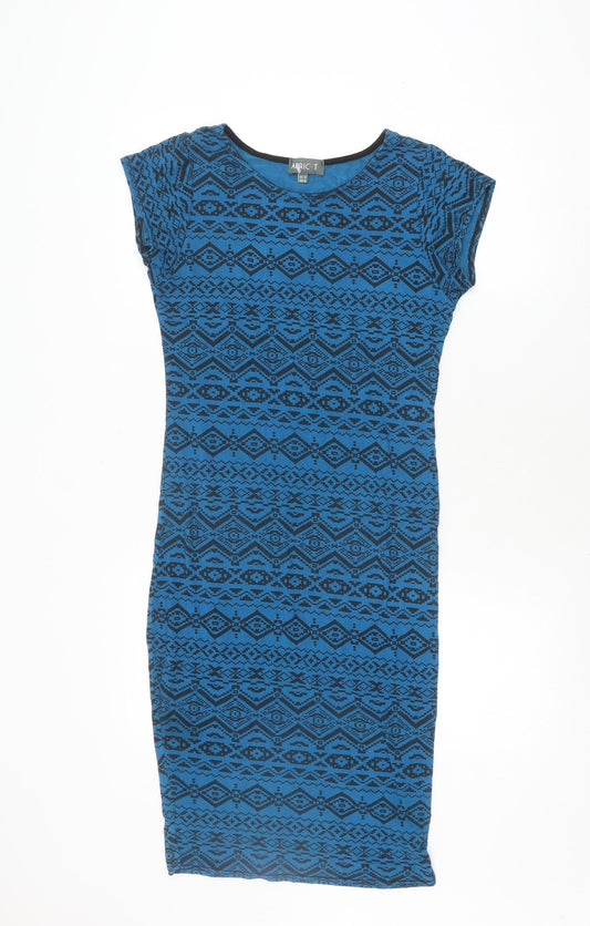 Apricot Women's Blue Bodycon Dress M Geometric Jersey