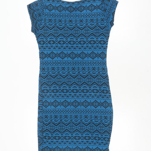 Apricot Women's Blue Bodycon Dress M Geometric Jersey