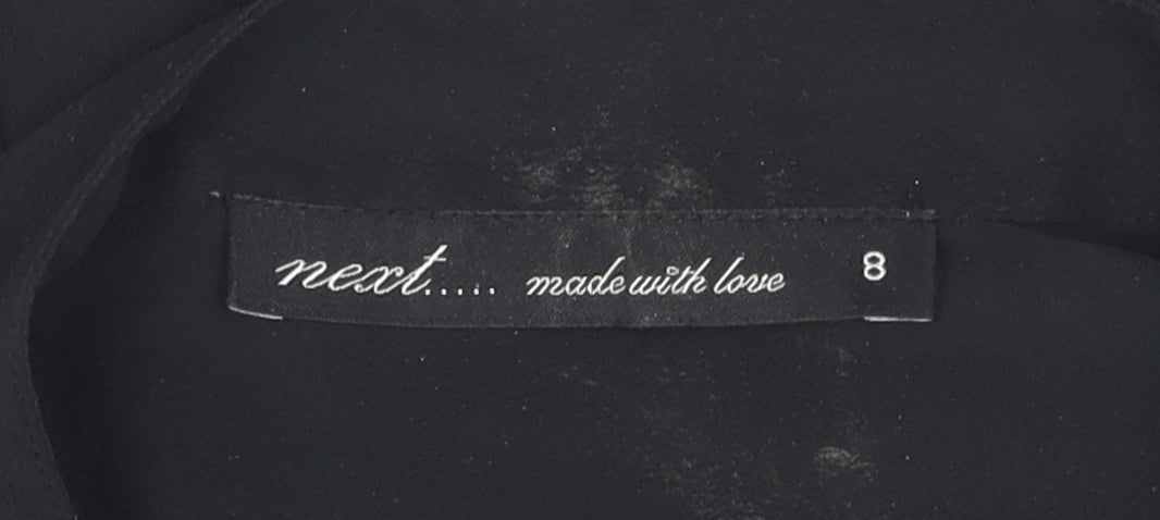 Next Women's Black Zip Accent V-Neck Blouse Size 8