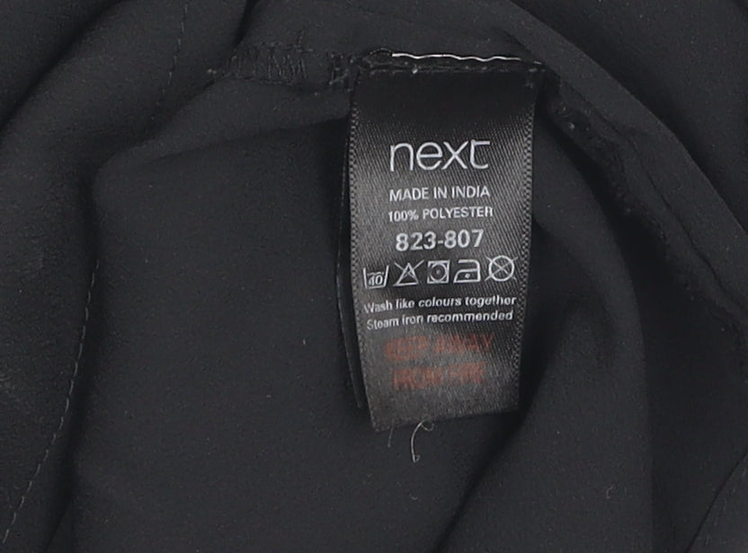 Next Women's Black Zip Accent V-Neck Blouse Size 8