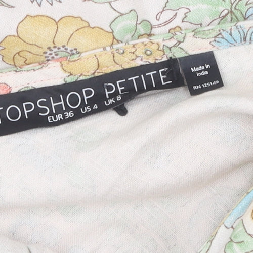 Topshop Petite Floral A-Line Dress, Multicoloured, Size 8, Casual