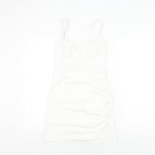 Zara Women White Bodycon Dress Size 12 Party