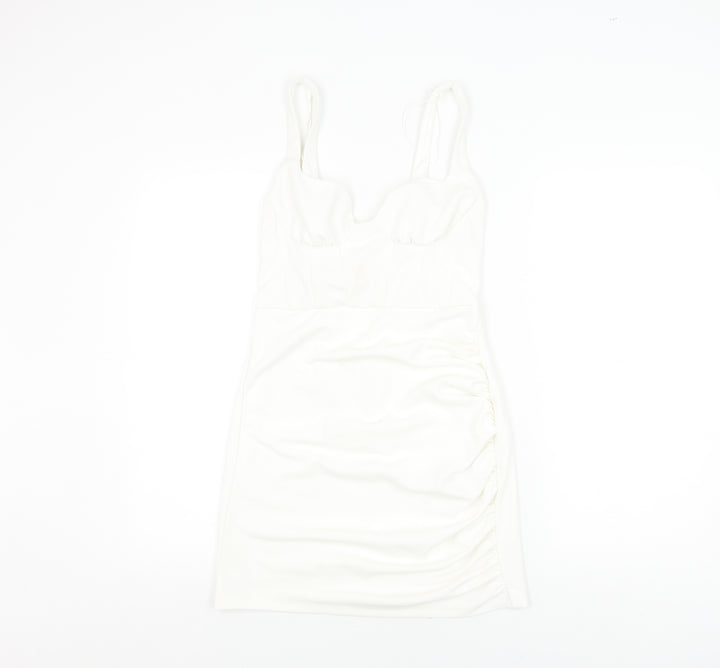 Zara Women White Bodycon Dress Size 12 Party
