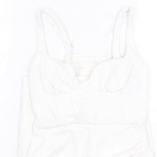 Zara Women White Bodycon Dress Size 12 Party