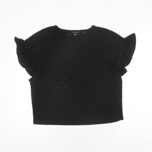 New Look Women's Black Blouse, Size 8, Flutter Sleeve