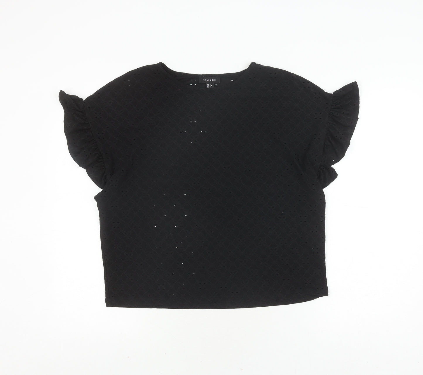 New Look Women's Black Blouse, Size 8, Flutter Sleeve