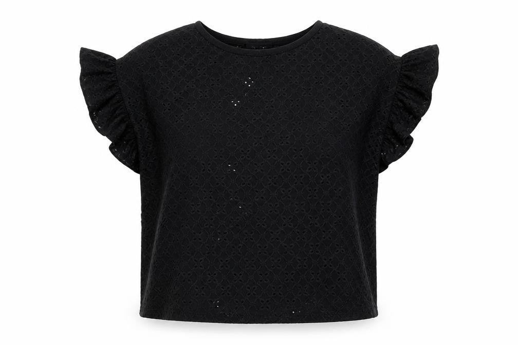 Front view of New Look Women's Black Blouse, size 8, Flutter Sleeve