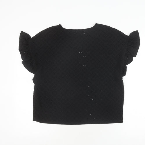 New Look Women's Black Blouse, Size 8, Flutter Sleeve