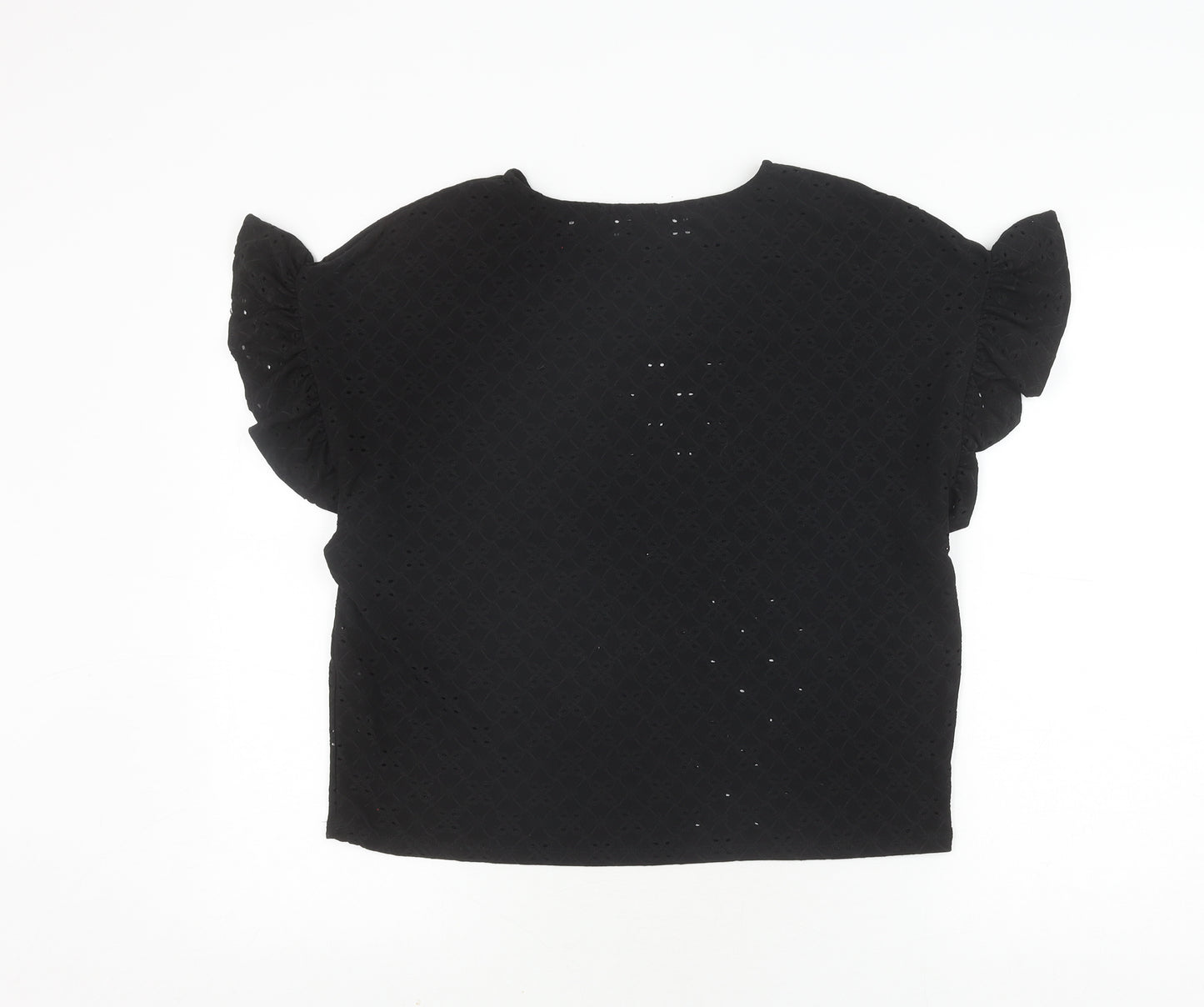 New Look Women's Black Blouse, Size 8, Flutter Sleeve